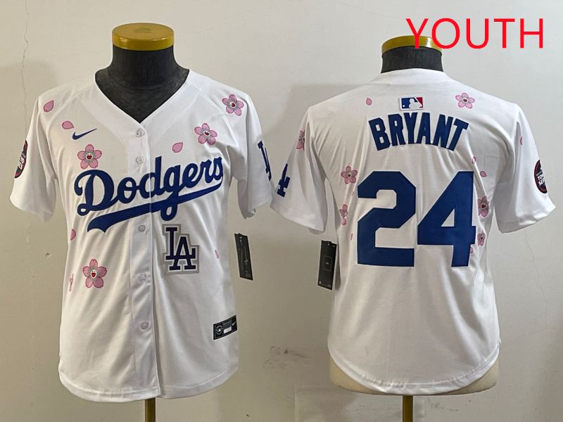 Youth Los Angeles Dodgers #24 Bryant White Sakura Edition 2025 Nike MLB Jersey style 12->youth mlb jersey->Youth Jersey